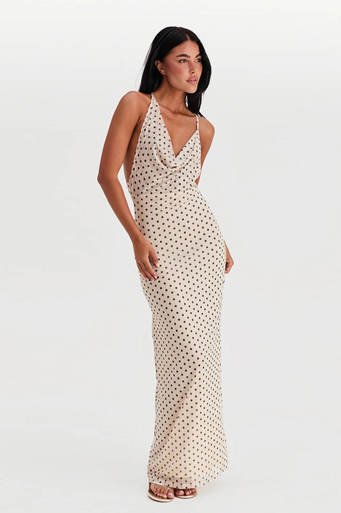 Polka Edition Dot Halter Neck Sleeveless Maxi Dress
