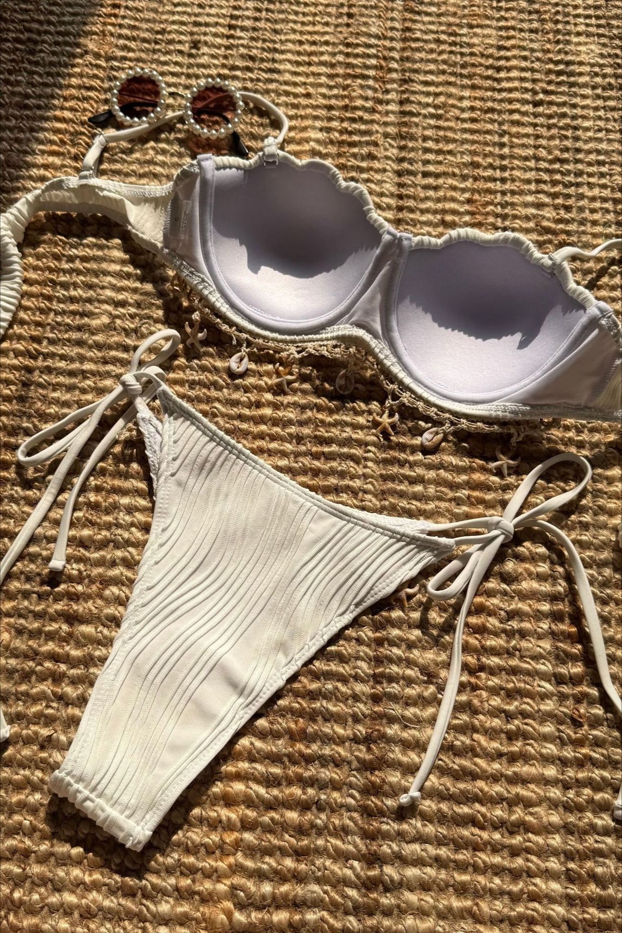 Solid Shell Petal Structured Bikini Set