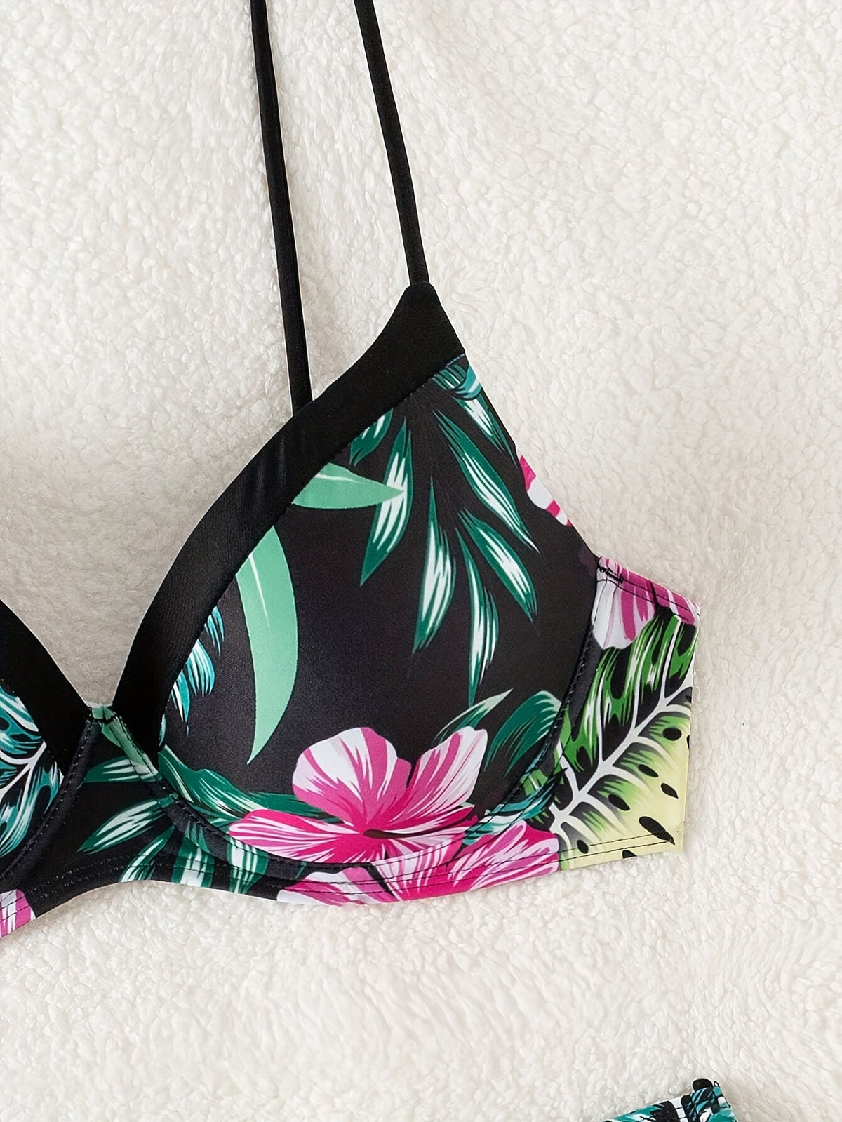 Tropical Floral Print Underwire Push Up Bikini Set