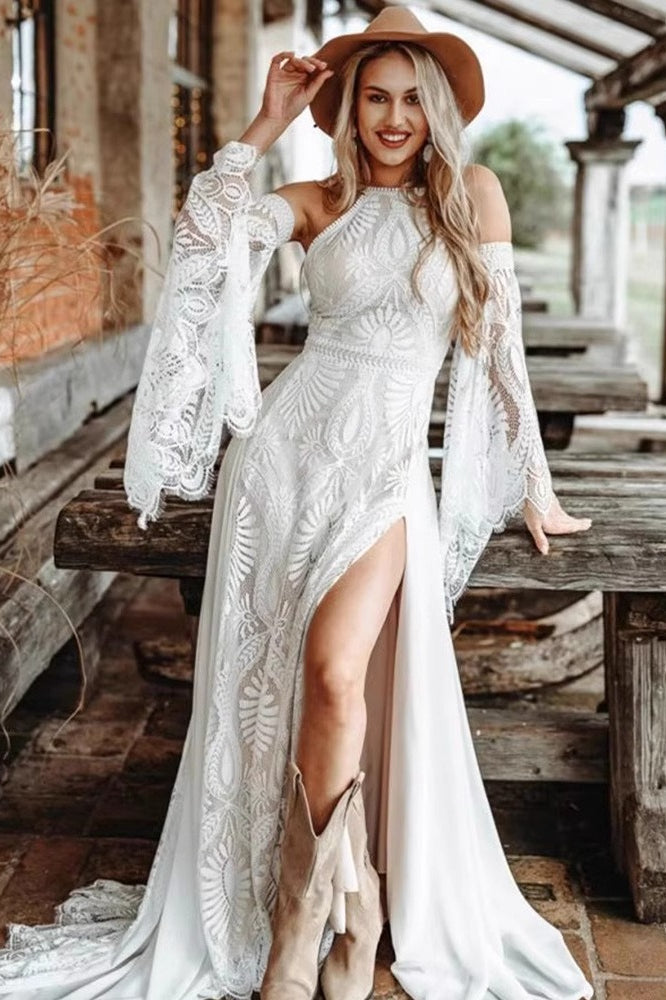 Bohemian Fit Flare Wedding Dress