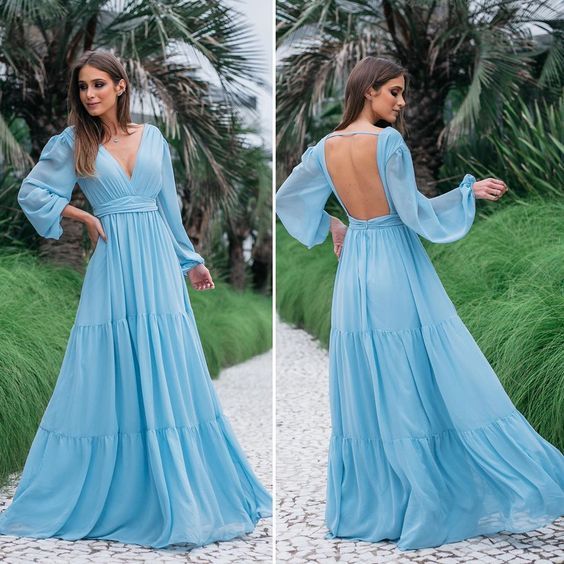deep v-neckline prom party gowns