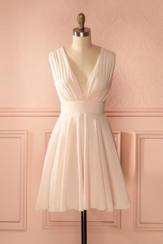 Deep V Neck Chiffon Homecoming Dress