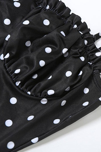 Polka Dot Spaghetti Strap Sweetheart Bustier Maxi Dress