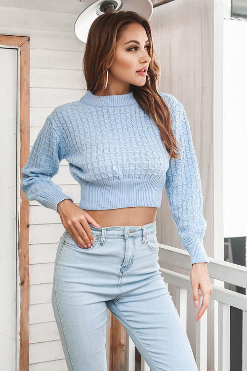 Long Sweater Round Cropped Arm With Neck