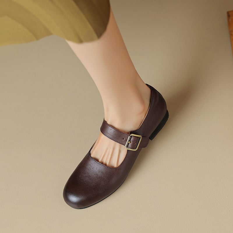 Shaguana Round Toe Block Heels Mary Jane Shoes