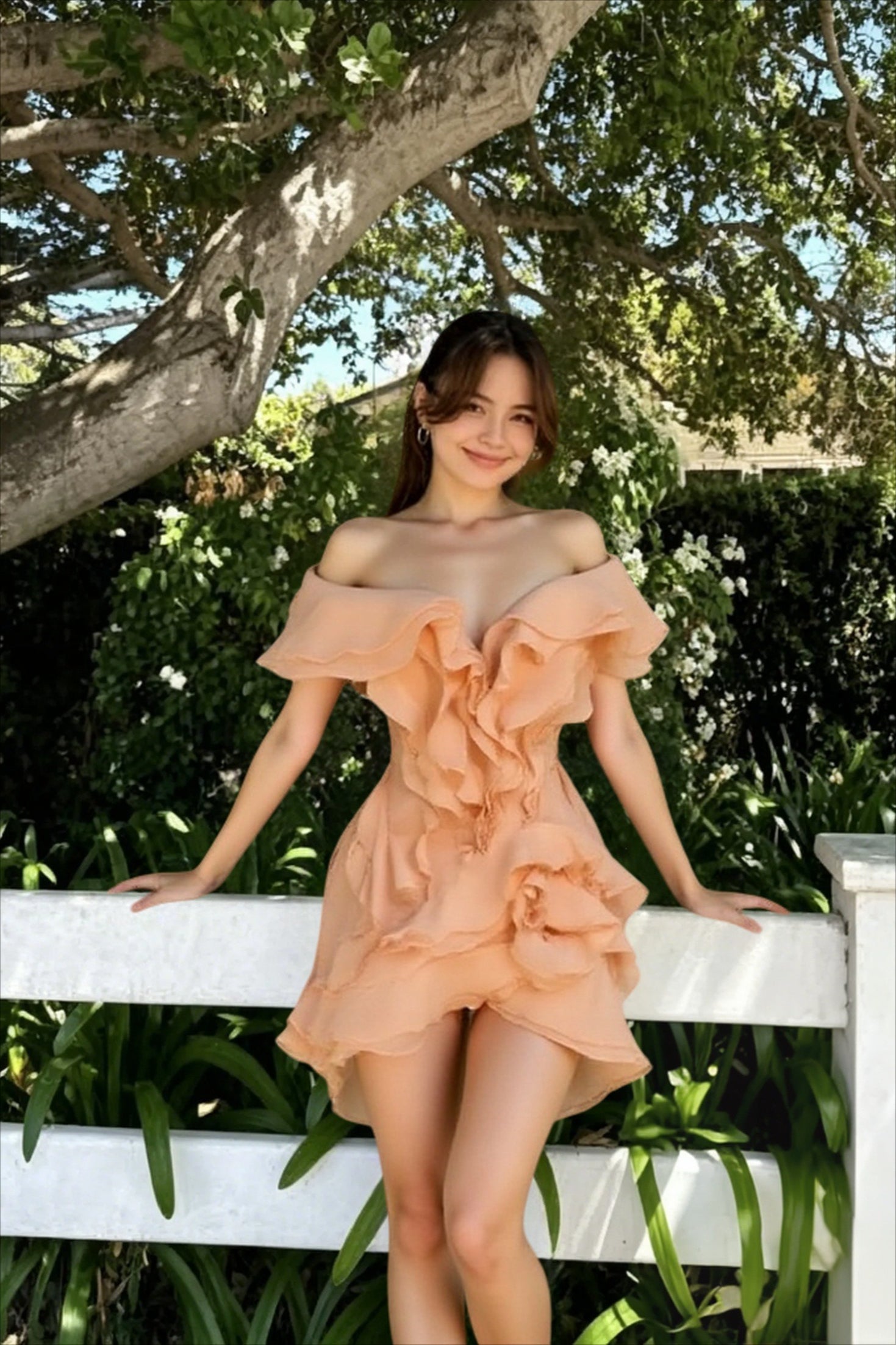 Patchwork Off-the-Shoulder Floral Dress