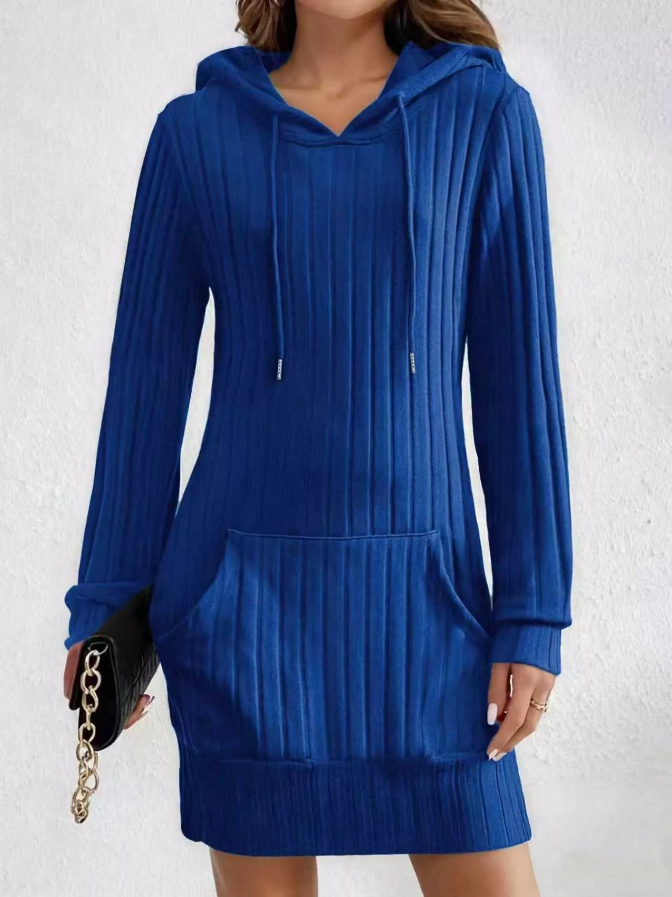 Ribbed Knit Hoodie Dress