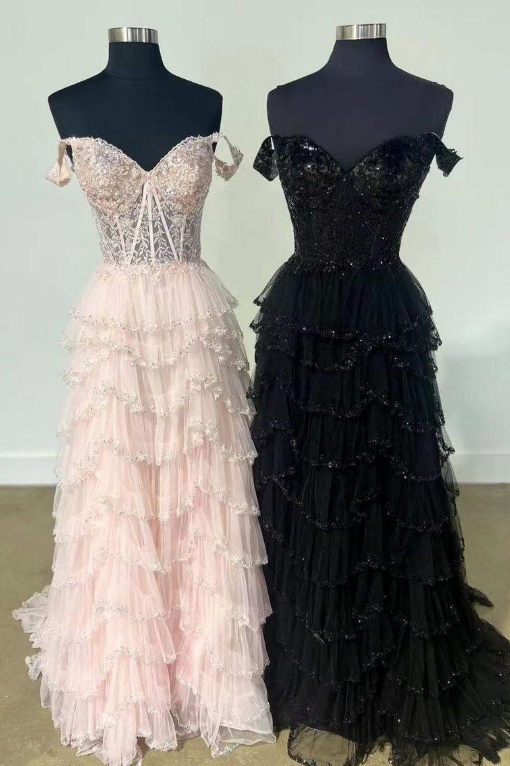 Elegant A Line Off the Shoulder Corset Light Champagne Corset Prom Dress with Lace Ruffles