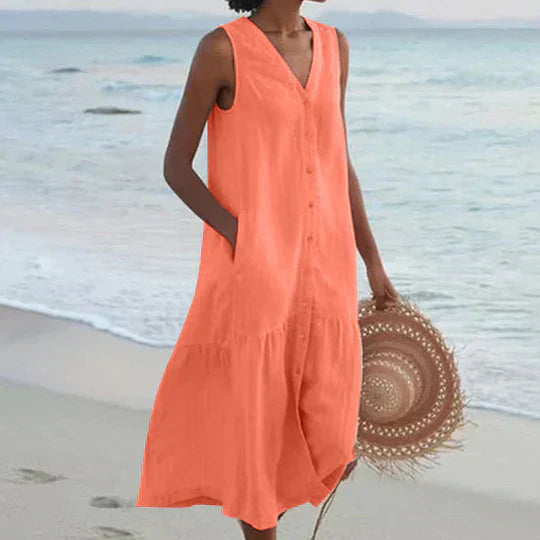 Kaitlyn Minimalist Women's Linen Dress Everyday Luxe Edit