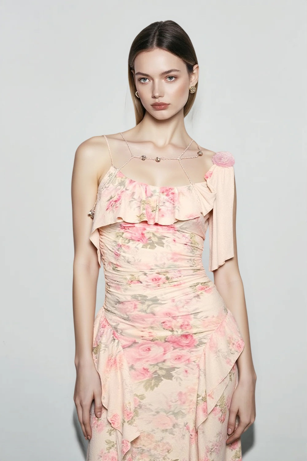 High-Waist Floral Dress