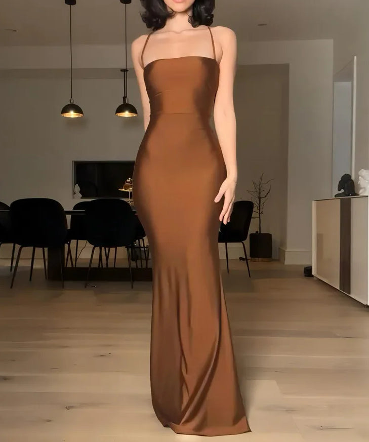 Draped Bandage Backless Slip Maxi Dress