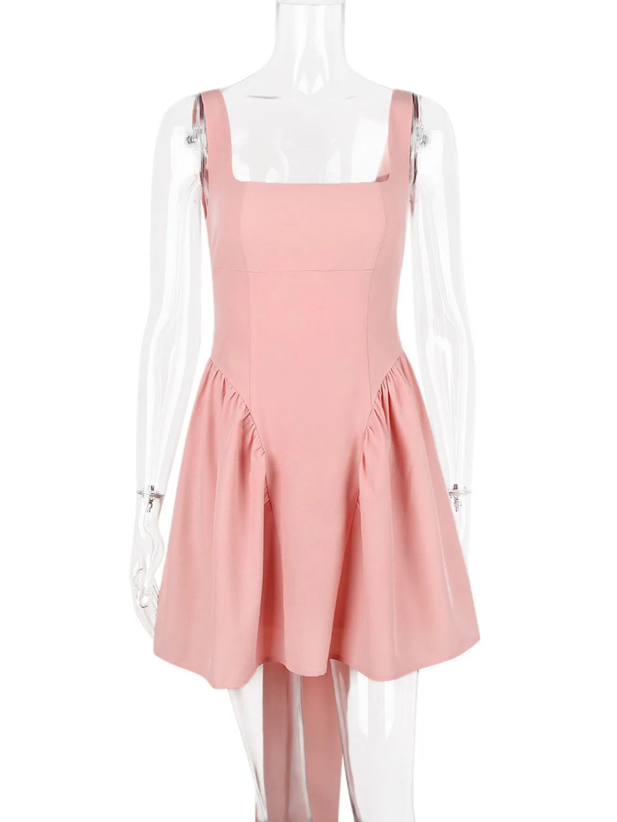 Square Neck Backless Bow Back Fit and Flare Mini Dress 9
