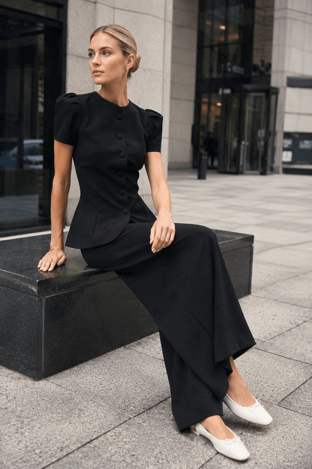Elegant Jacket High Waist Two Piece Chic Work Set