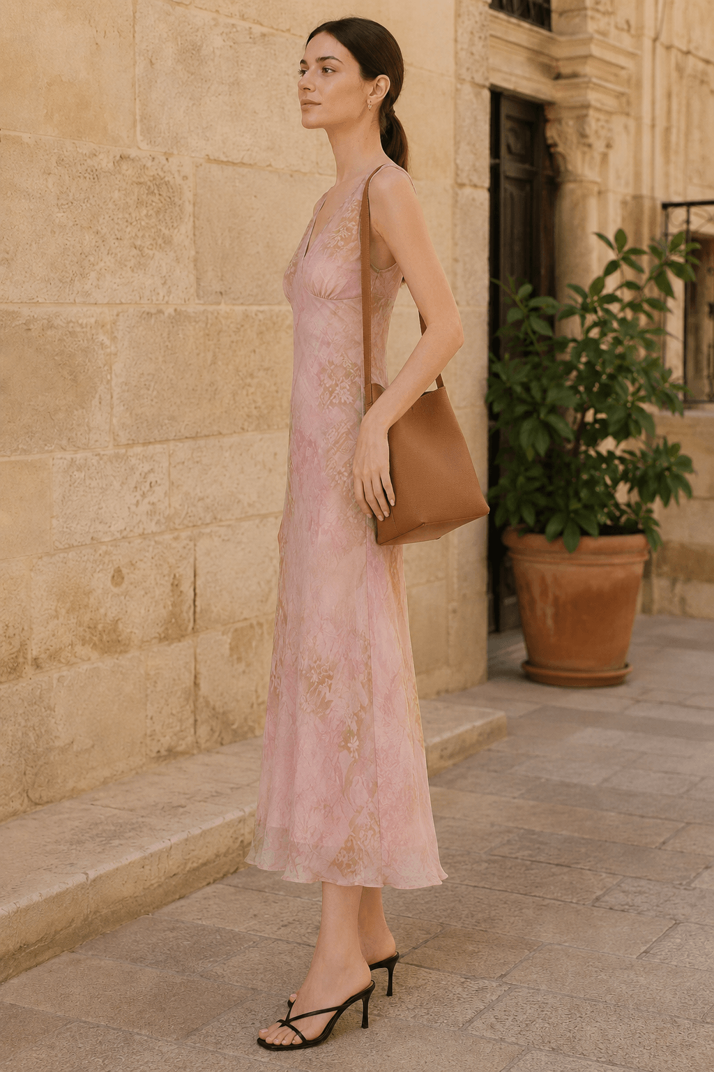Elegant Chic Slim Waist Long Floral Dress