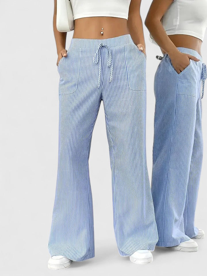 High Waist Striped Wide Leg Pants