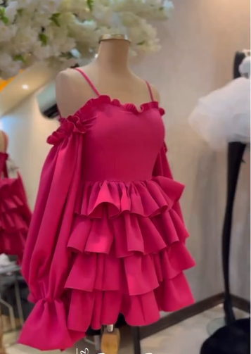 A-line Spaghetti Straps Tiered Homecoming Dress cc824