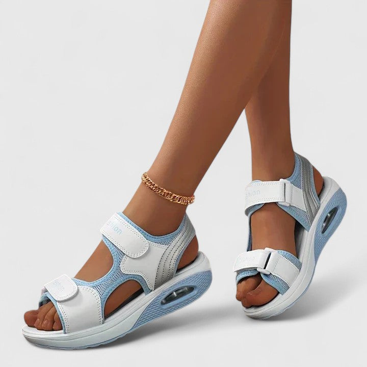 Open Toe Dual Strap Air Cushion Platform Sandals