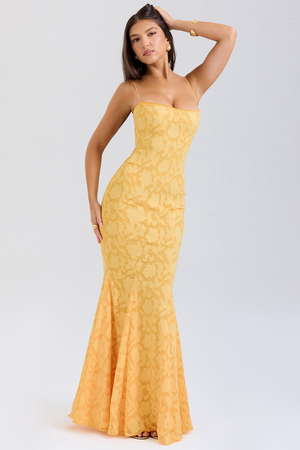 Strapless Lace Backless Waist Tie Maxi Lace Dress