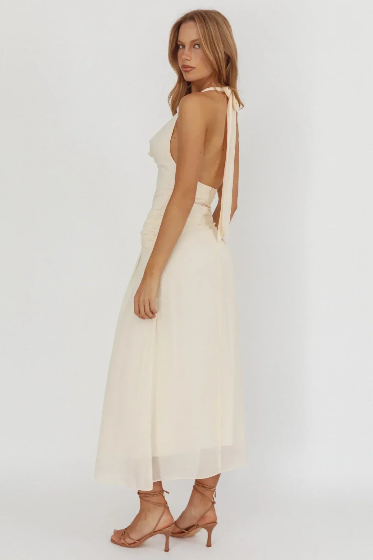 Maretha Cowl Halterneck Maxi Dress Butter