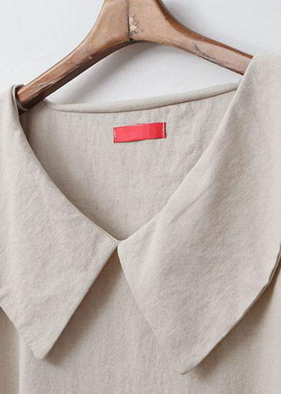 Oversized Peter Pan Collar Short Sleeve Shift Midi Dress