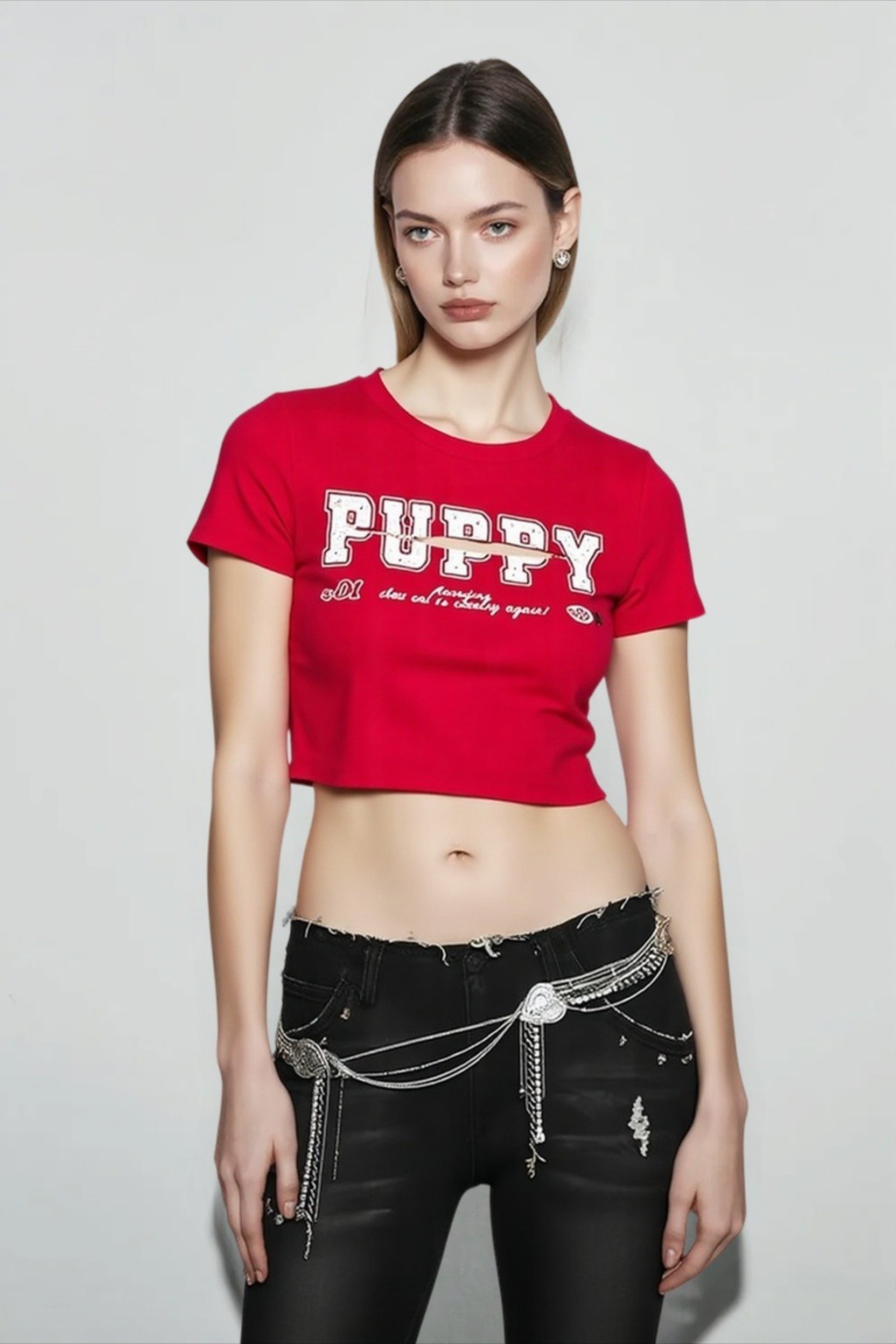Y2K Print Cutout Crop Top