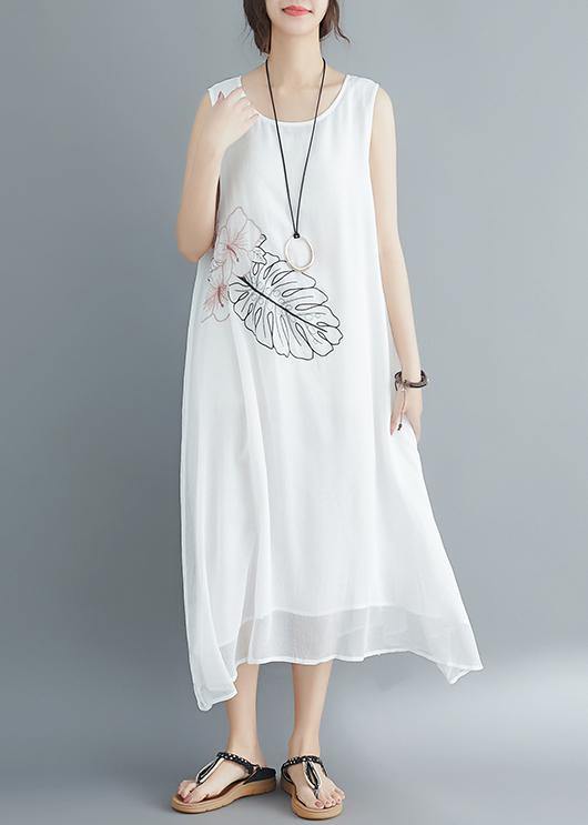 Tropical Print Sleeveless Crew Neck Tiered Hem Midi Dress