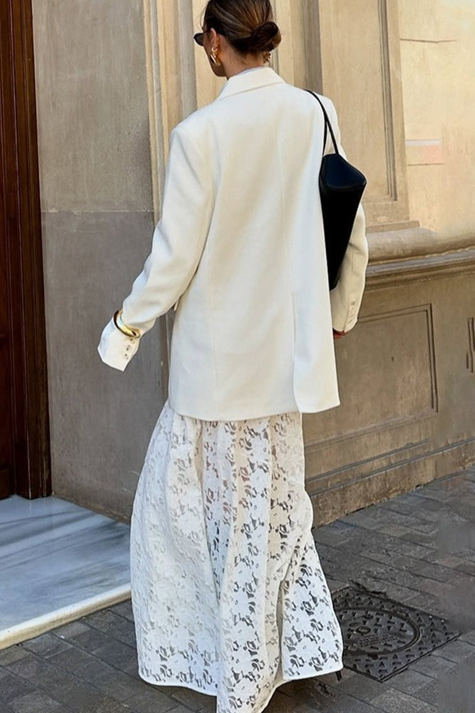 Elegant Sheer Lace Bodycon Maxi Skirt