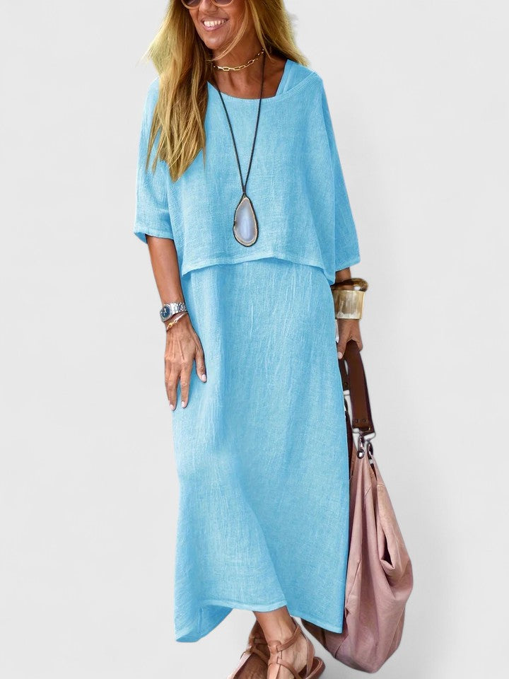 Short Sleeve Cropped Top and Maxi Skirt Two Piece Set
