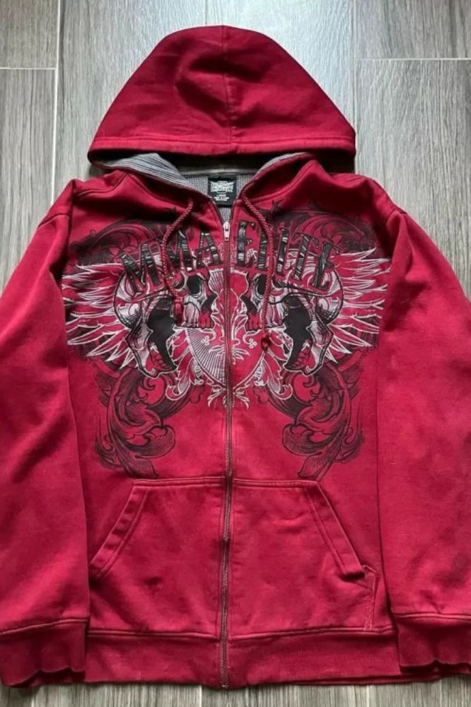 Retro Street Graphic Zip Hoodie