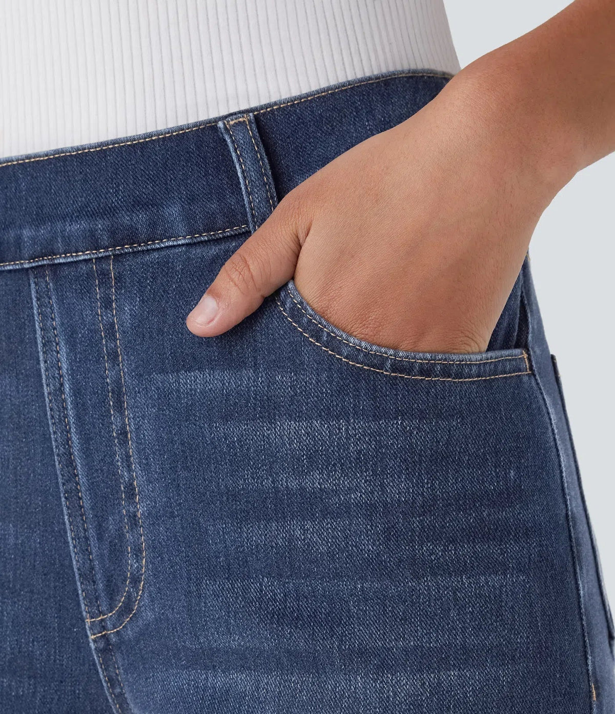 High Waist Straight Leg Pull On Jeans 4