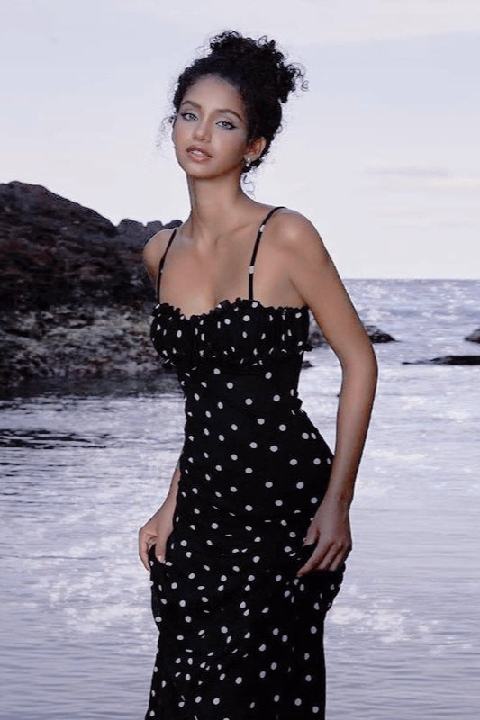 Polka Edition Dot Backless Cami Bodycon Maxi Dress