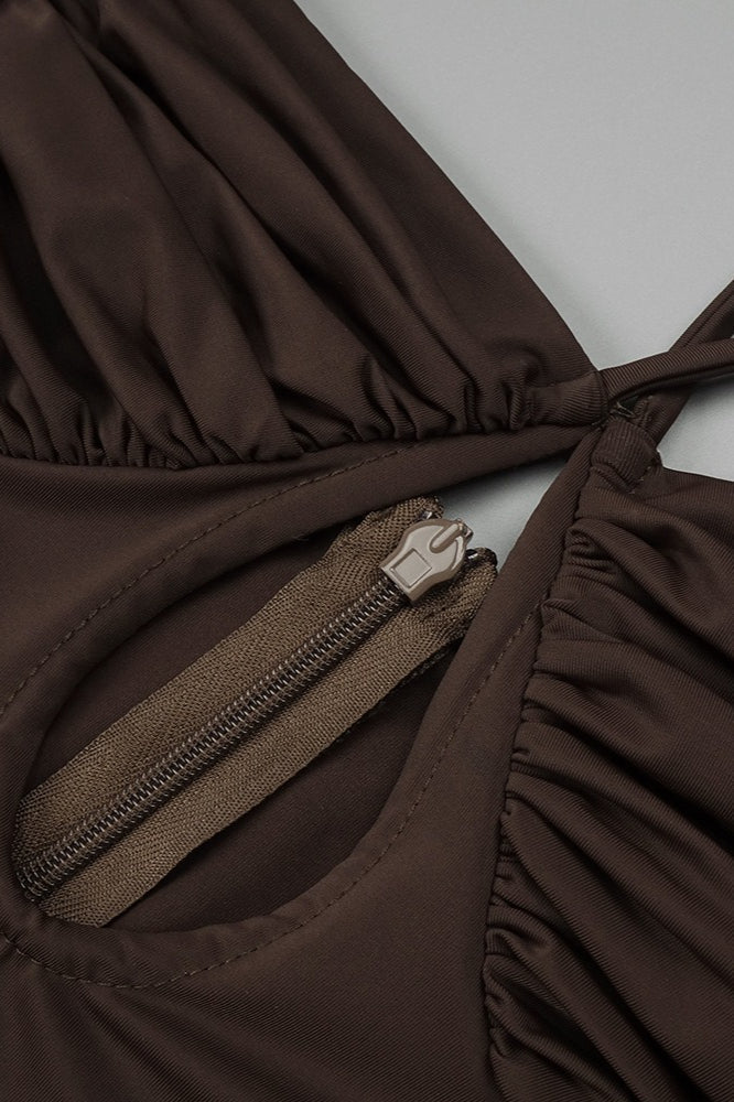 Ruched Backless Maxi Sophisticated Dress