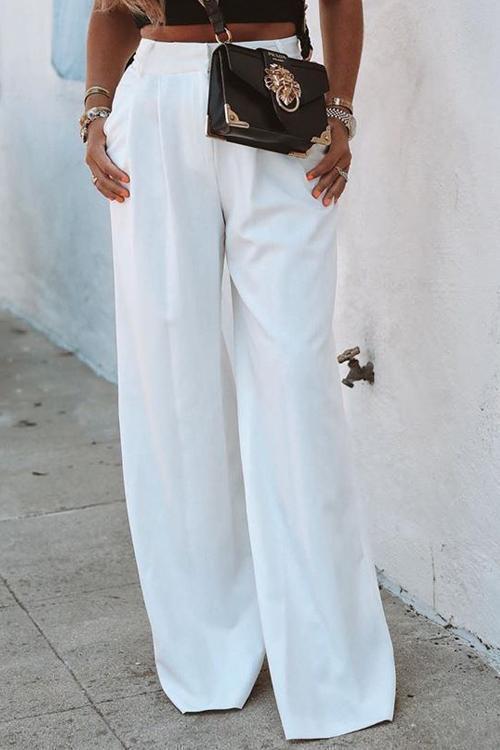 Pockets Wide Leg Pants