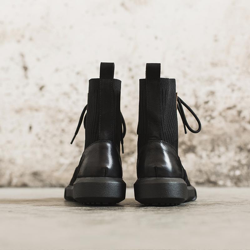 Matte Leather Combat Boots Lace Up Boots Short Plush Lined Or Leather For Choice Brown/Black /Beige