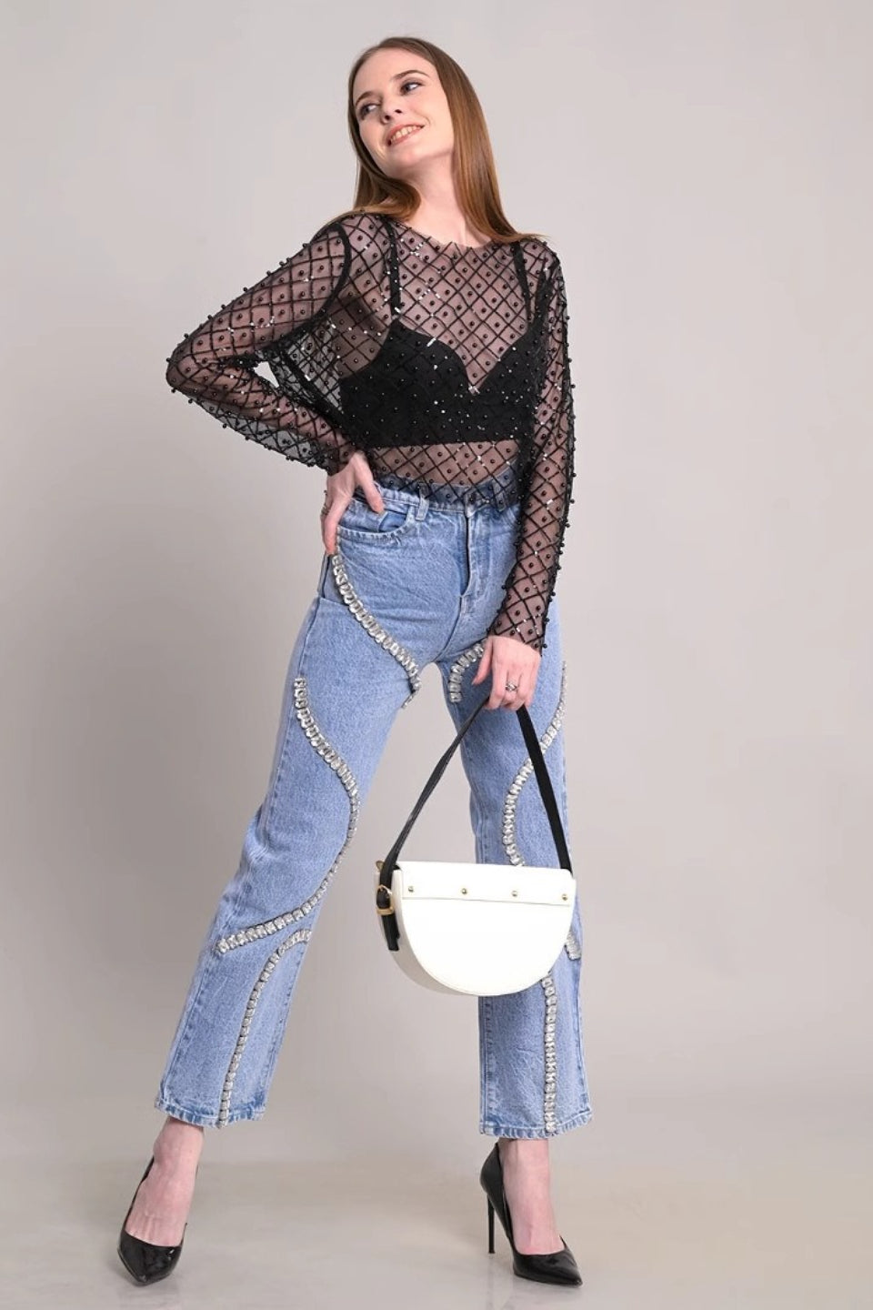 High-Waist Wide-Leg Denim Jeans