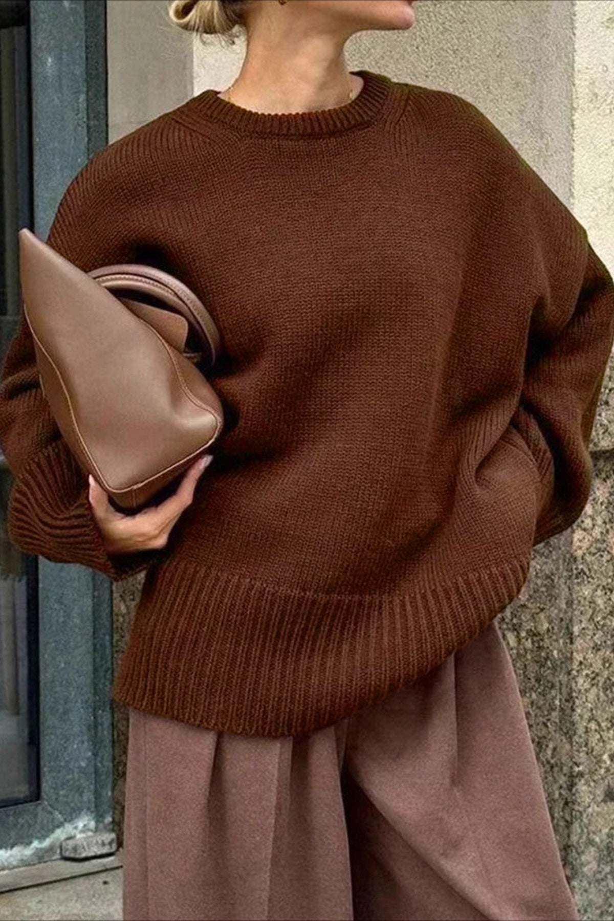 Casual Ribbed Knit Sweater