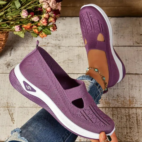 Mesh Knit Slip On Platform Sneakers