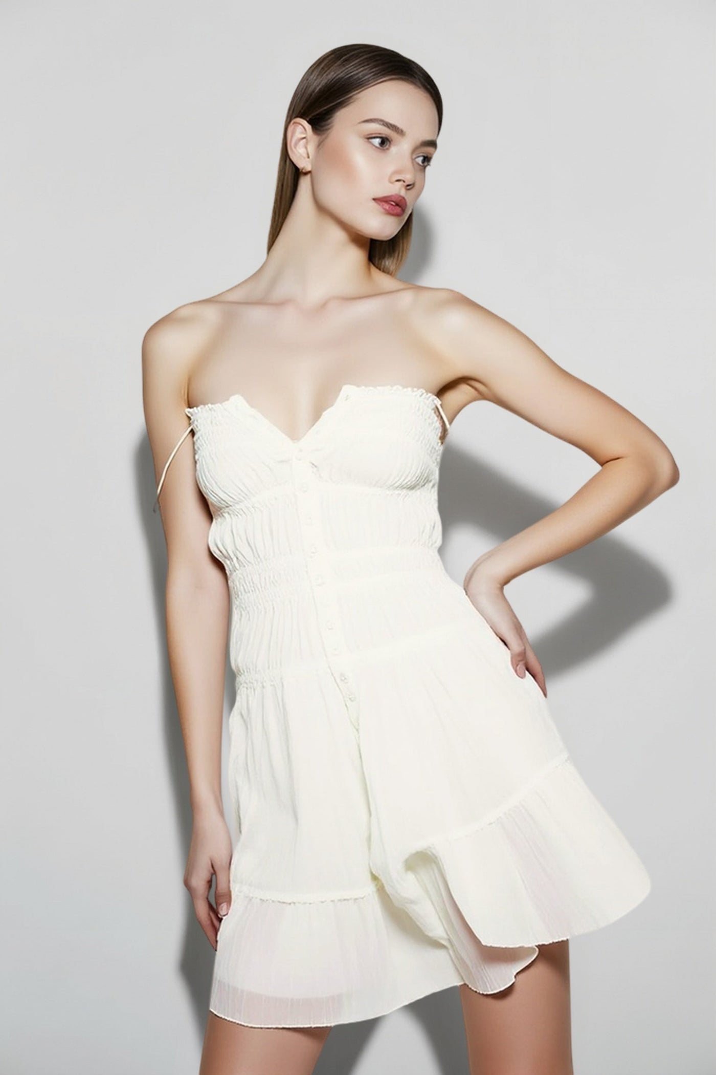 Fairy Ruched Spaghetti Strap Bodycon Mini Dresses