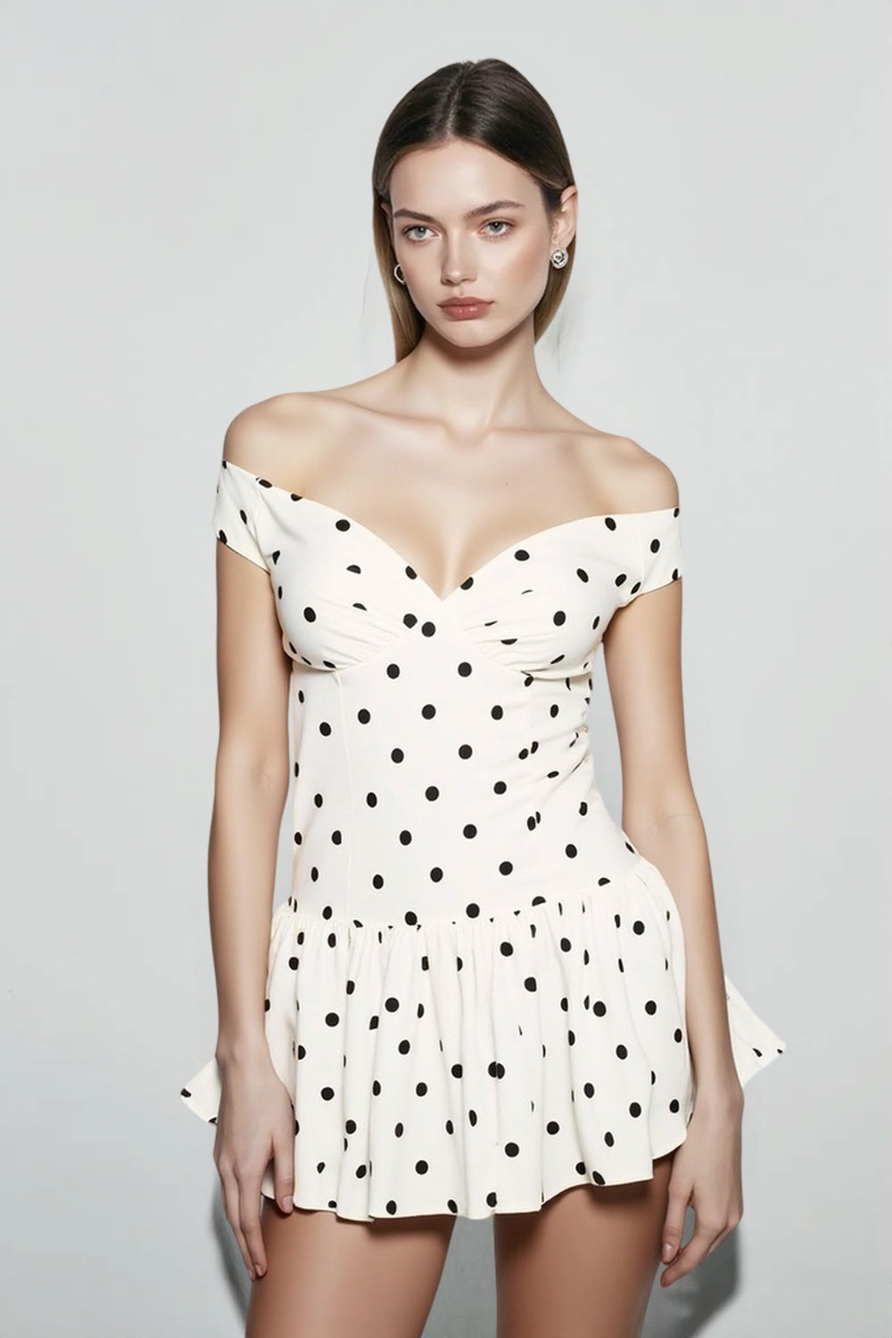 Off-Shoulder Peplum Mini Dress