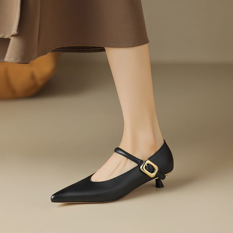 Shamia Pointy Toe Kitten Heels Mary Jane Shoes