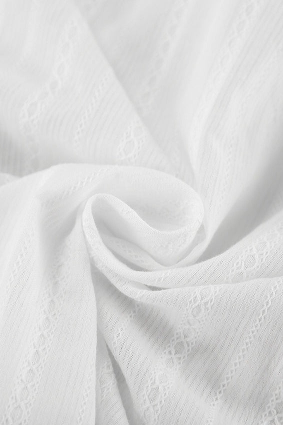 Flare Sleeve Jacquard Tie Blouse