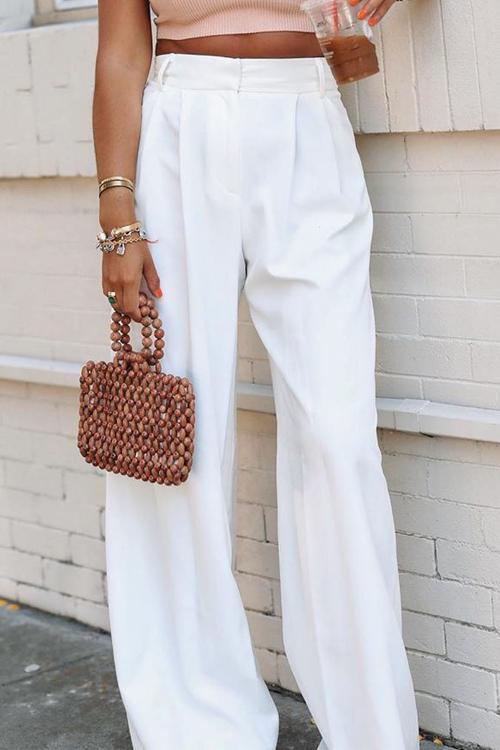 Pockets Wide Leg Pants