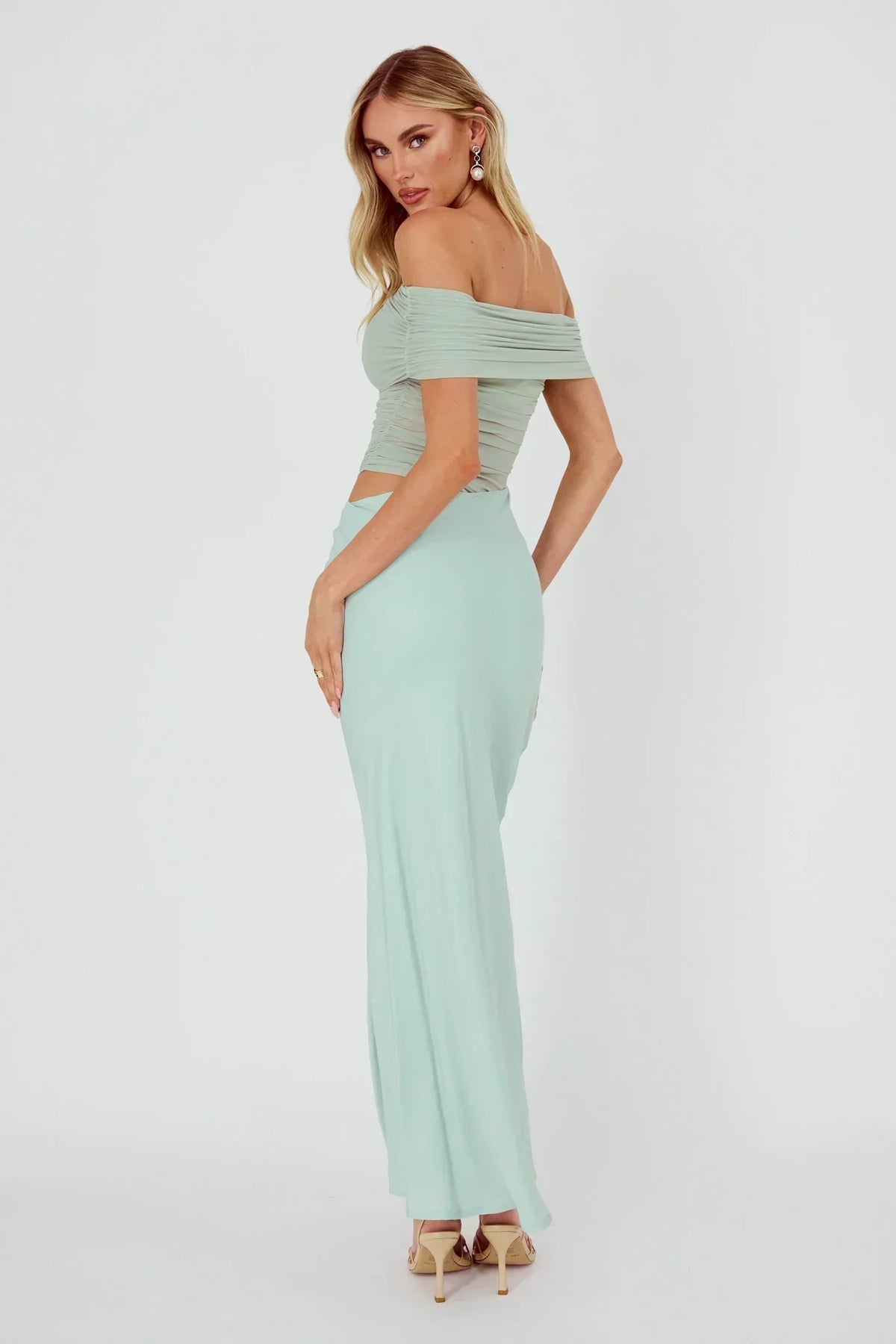 Lorely Off-Shoulder Midi Dress Sage