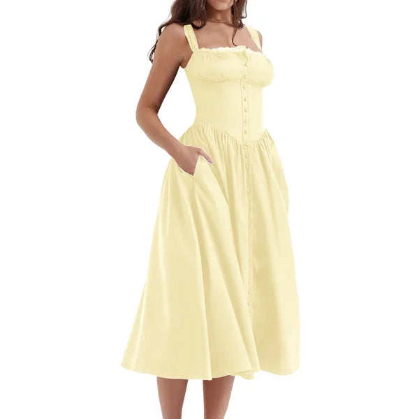 Marcia Chic Black Midi Sundress Designer Dress Edit