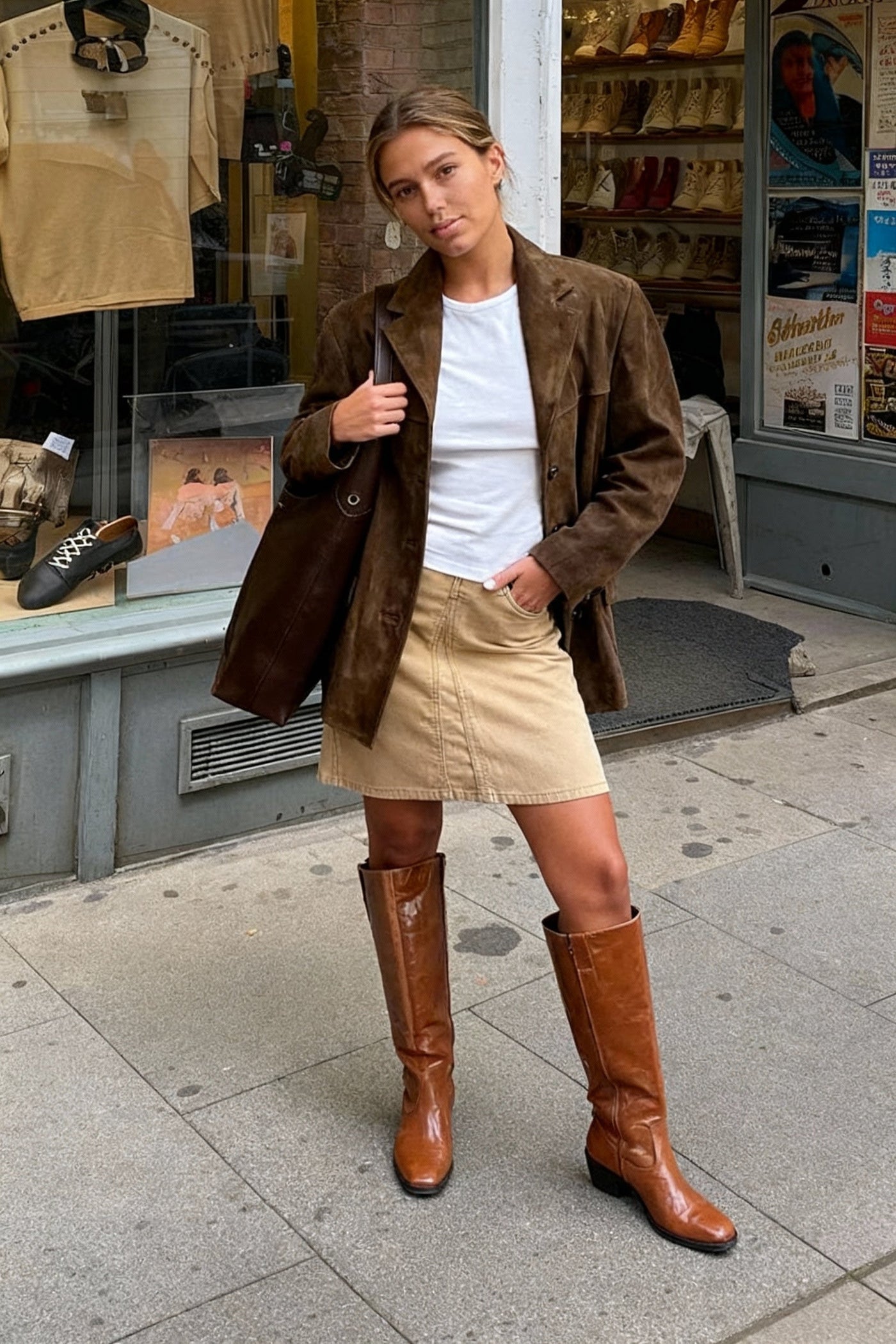 Chic Elegant Fashion Stylish Long Sleeve Brown Suede Jacket