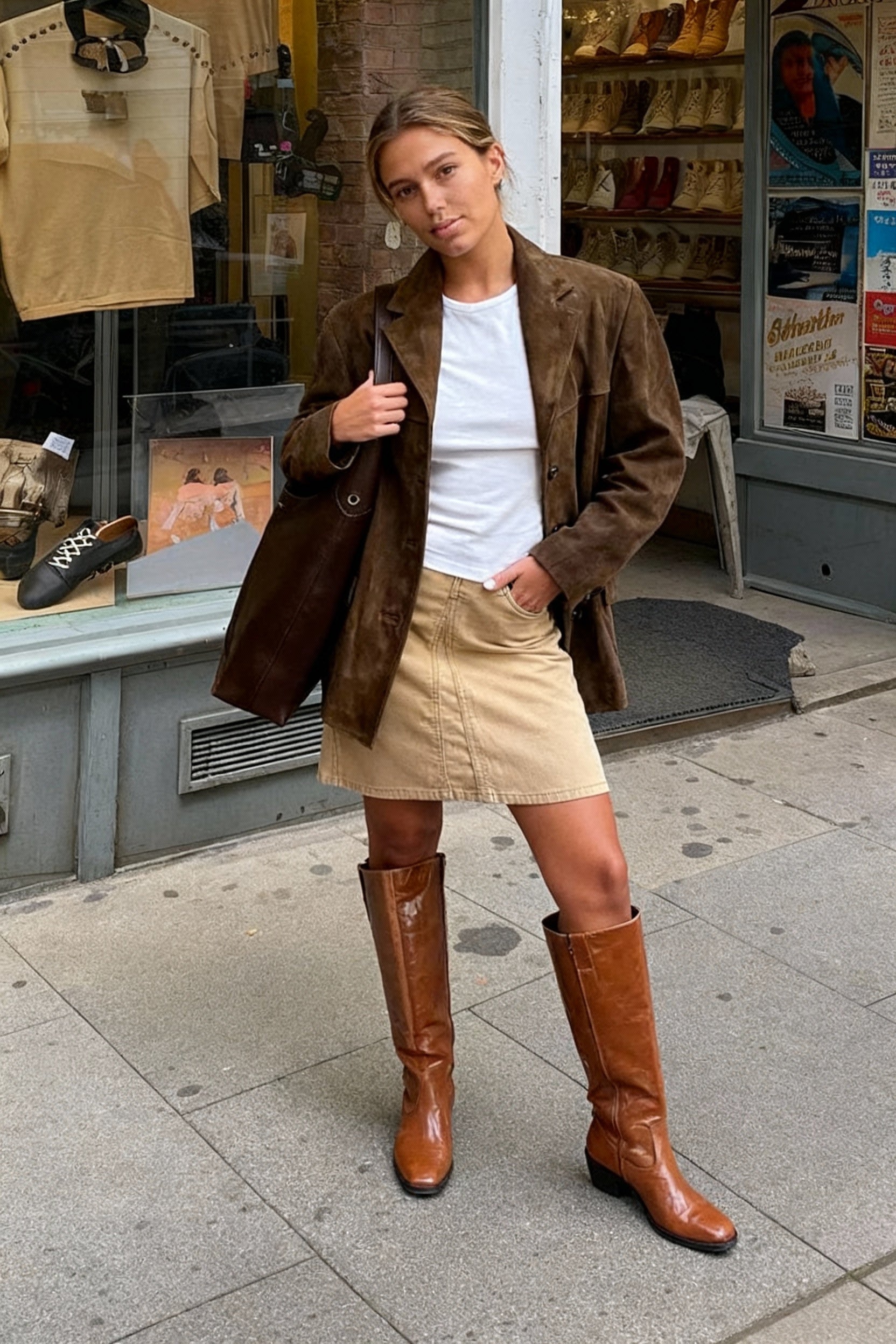 Chic Elegant Fashion Stylish Long Sleeve Brown Suede Jacket
