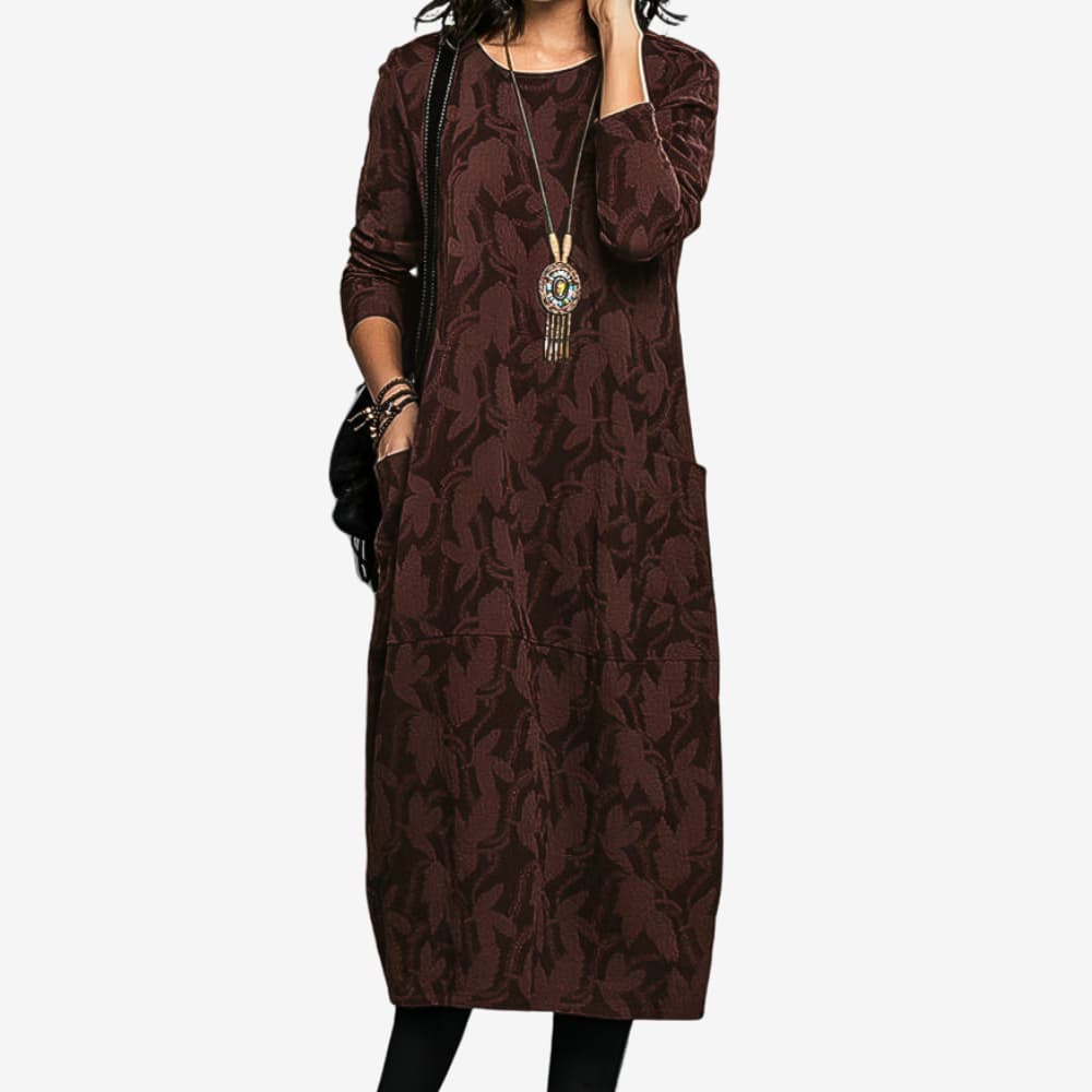Martha | Casual Winter Dress with Round Neck Red
