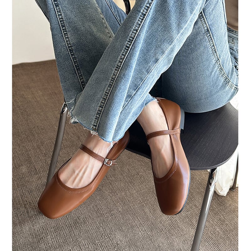 Shaguita Square Toe Block Heels Mary Jane Shoes