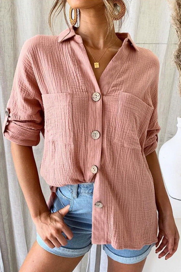 Suit Collar Button Pocket Shirt