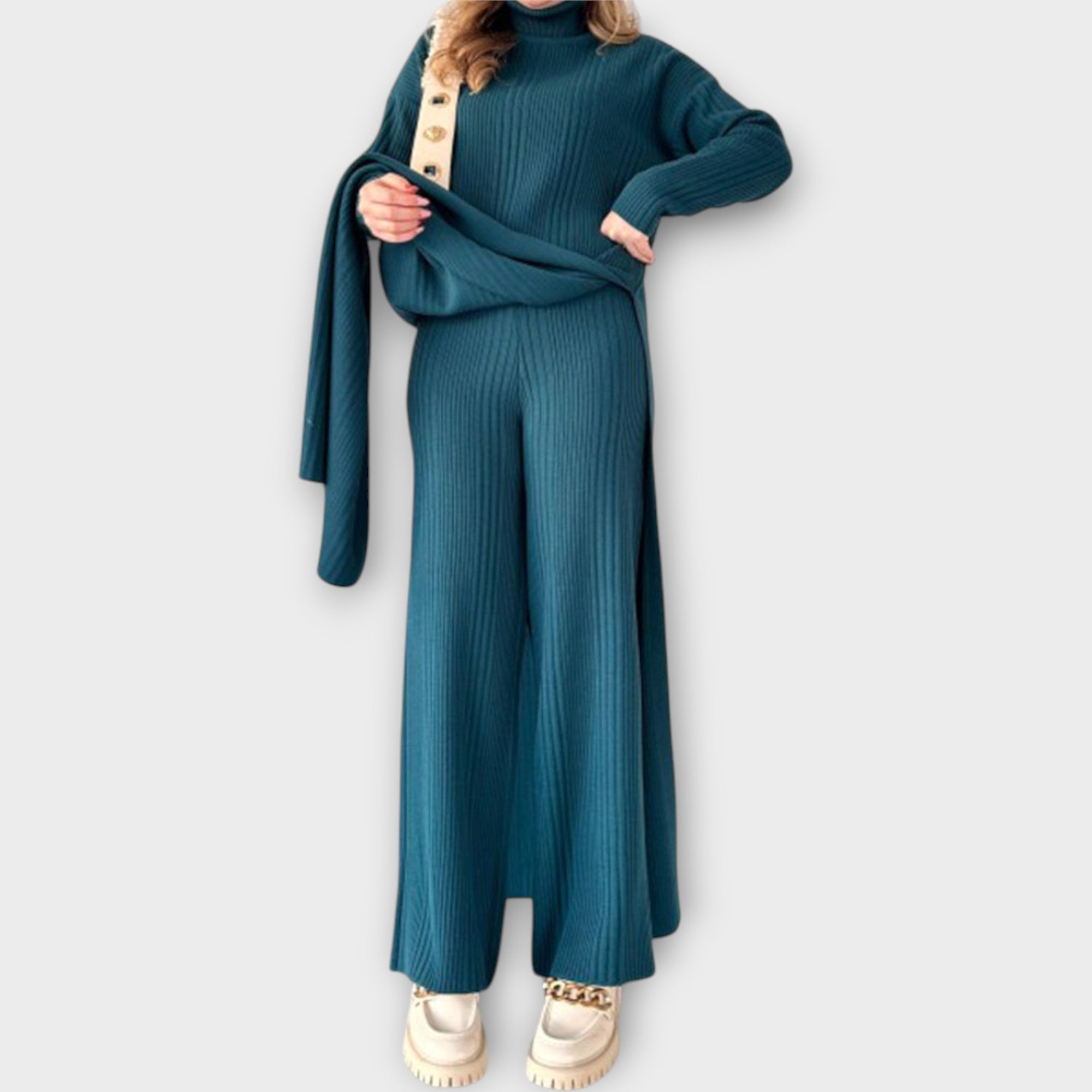Elegant Ribbed Knit Co-ord Set